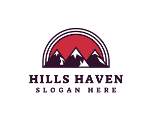 Red Sunset Mountain logo design