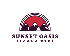 Red Sunset Mountain logo design