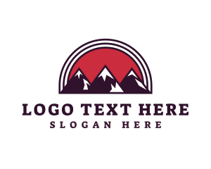 Travel - Red Sunset Mountain logo design