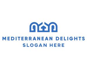 Mediterranean - Blue Greek Palace logo design