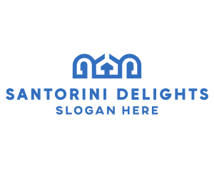 Santorini - Blue Greek Palace logo design