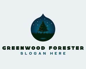 Pine Tree Forest Nightsky logo design