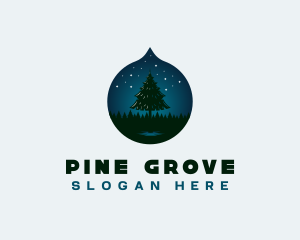 Pine Tree Forest Nightsky logo design