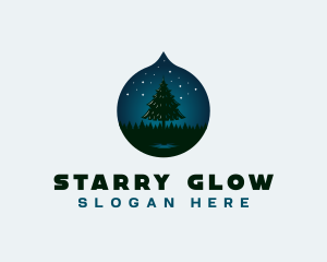 Pine Tree Forest Nightsky logo design