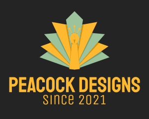 Peacock - Peacock Bird Origami logo design