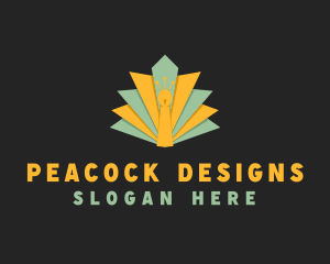 Peacock Bird Origami logo design