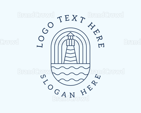 Coastal Wave Lighthouse Logo