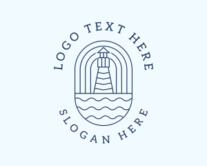 Maritime - Coastal Wave Lighthouse logo design