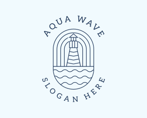 Coastal Wave Lighthouse  logo design