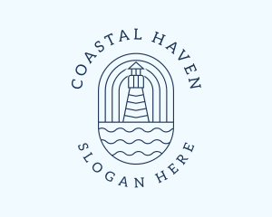 Coastal Wave Lighthouse  logo design