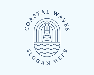 Coastal Wave Lighthouse  logo design