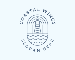 Coastal Wave Lighthouse  logo design