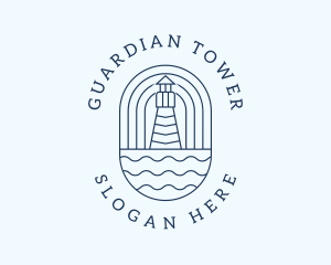 Coastal Wave Lighthouse  logo design