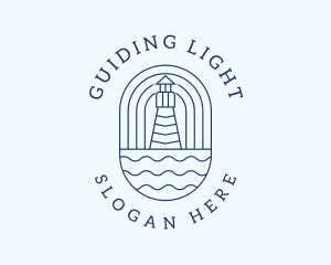 Coastal Wave Lighthouse  logo design