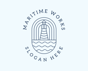 Coastal Wave Lighthouse  logo design