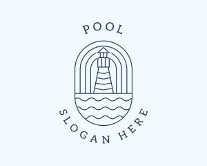 Maritime - Coastal Wave Lighthouse logo design