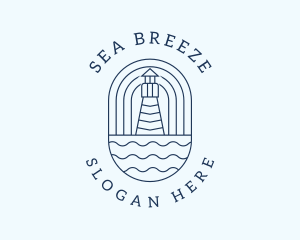 Coastal Wave Lighthouse  logo design