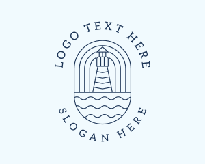 Coastal Wave Lighthouse  Logo