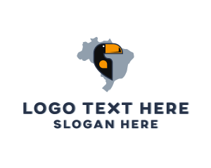 Map - Brazil Toucan Bird logo design