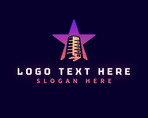 Podcaster - Microphone Star Podcast logo design