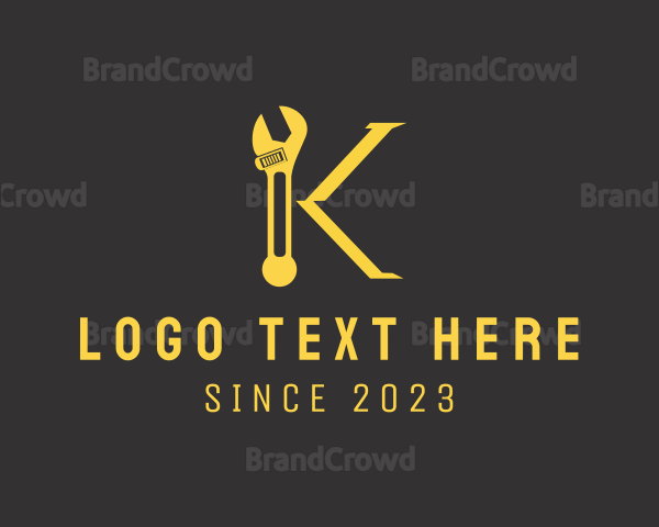 Handyman Wrench Repair Letter K Logo