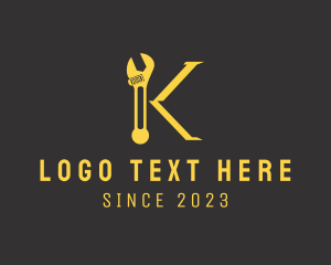 Repair Service - Handyman Wrench Repair Letter K logo design