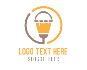 Clean - Bucket & Broom Circle logo design