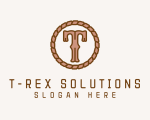 Cowboy Rope Letter T logo design