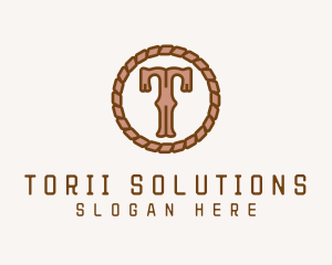 Cowboy Rope Letter T logo design