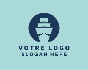 Blue - Sailing Nautical Galleon logo design