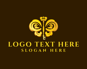 Gold - Luxury Butterfly Key logo design