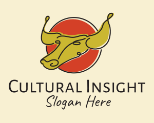 Minimalist Chinese Ox logo design