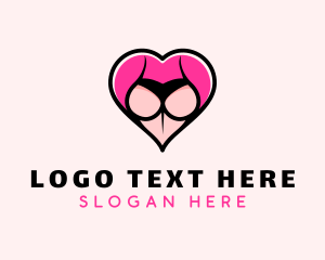 Pleasure - Sexy Heart Buttocks logo design