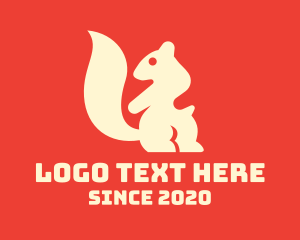 White - Beige Squirrel Silhouette logo design