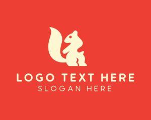 White - Beige Squirrel Silhouette logo design