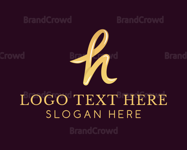Gold Handwritten Letter H Logo
