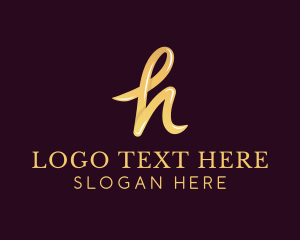 Gold Handwritten Letter H  Logo