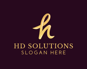 Gold Handwritten Letter H  logo design