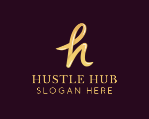 Gold Handwritten Letter H  logo design