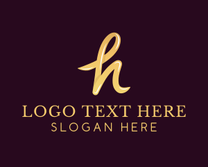 Letter H - Gold Handwritten Letter H logo design
