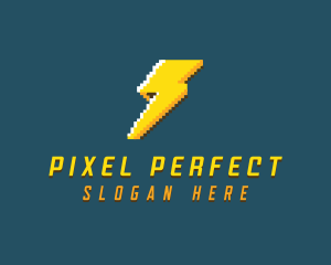 Pixel Electric Lightning logo design