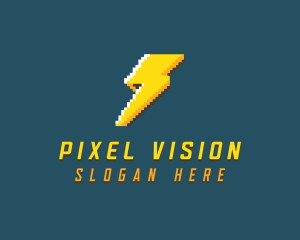 Pixel Electric Lightning logo design