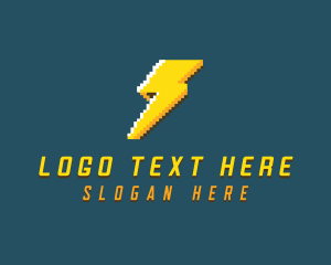 Gaming - Pixel Electric Lightning logo design