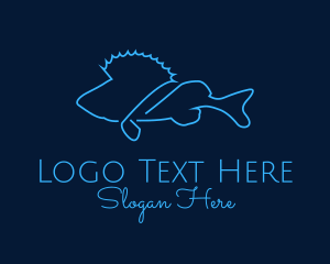 Sea Creature - Saltwater Fish Monoline logo design