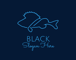 Seafood - Saltwater Fish Monoline logo design