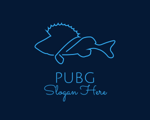 Sea Creature - Saltwater Fish Monoline logo design