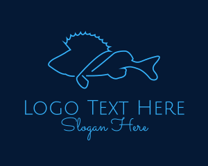 Underwater - Saltwater Fish Monoline logo design