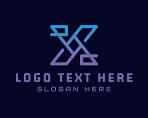 Modern Cyber Tech Letter X Logo