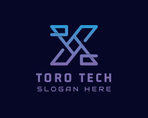 Modern Cyber Tech Letter X logo design