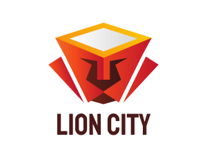 Geometric Lion Box logo design